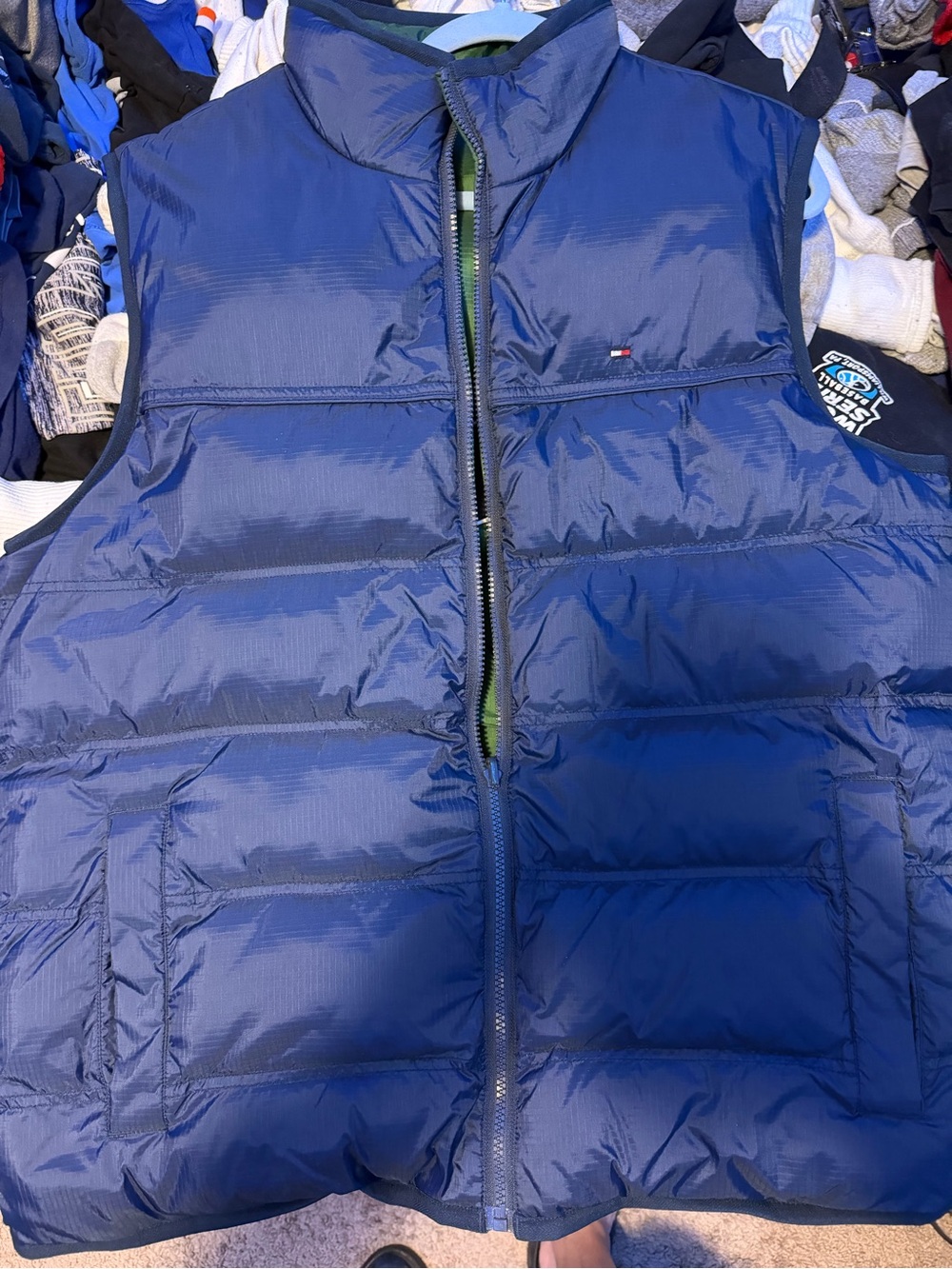 Tommy Hilfiger Blue Quilted Puffer Vest. Reversible. Blue/Green!